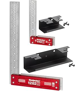 Woodpeckers Precision Woodworking Square Set, 6 Inch & 12 Inch, Stainless Steel, USA Made, Feature Packed Square, Self Standing, Scribing Notches