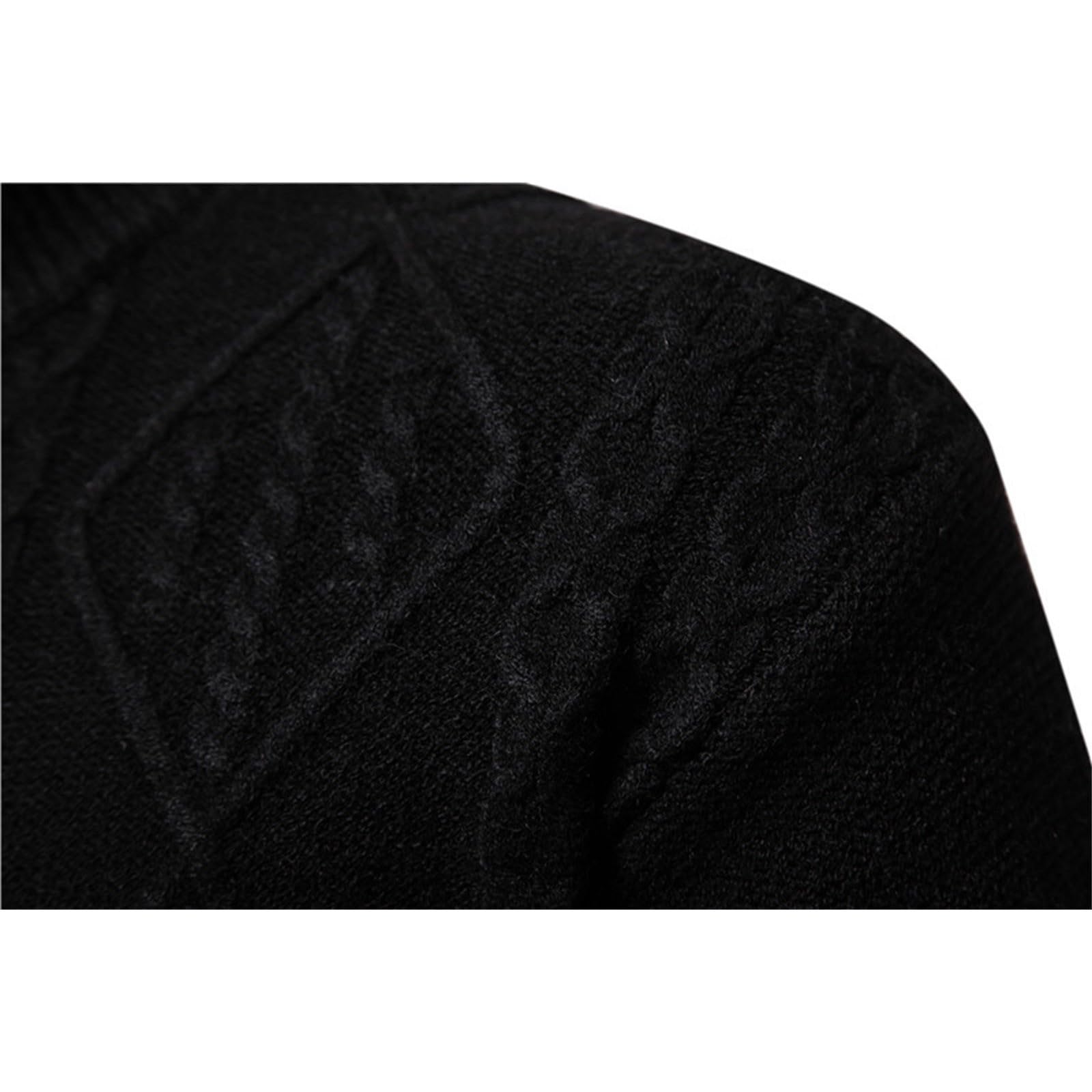 Generisch Jersey de punto para hombre, diseño trenzado, cuello redondo, manga larga, informal, básico, jacquard, jersey de invierno, cálido, suéter de trabajo, suéter de tiempo libre, camiseta de