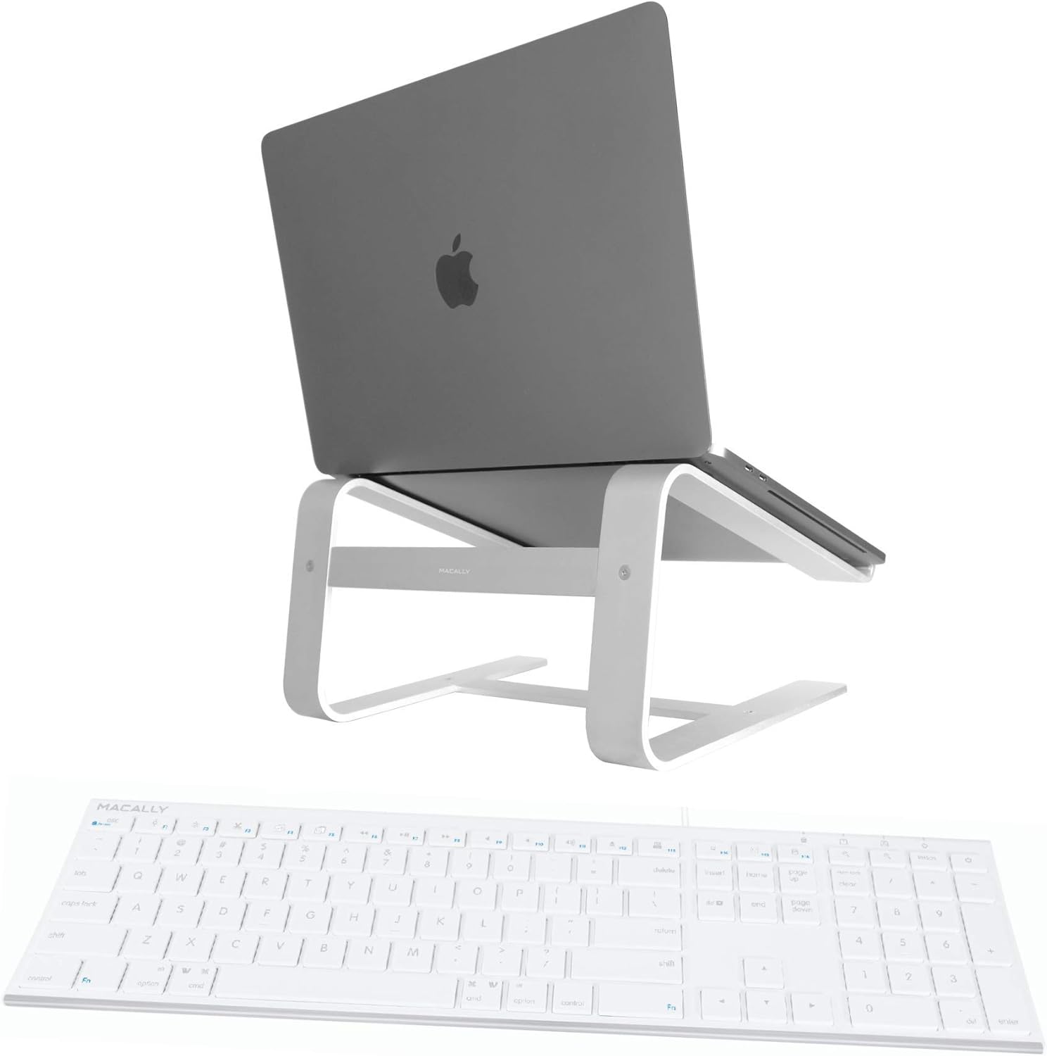 Macallly Ultra Slim Wired Computer Keyboard and Ergonomic Laptop Stand, Ultimate Mac Accessories