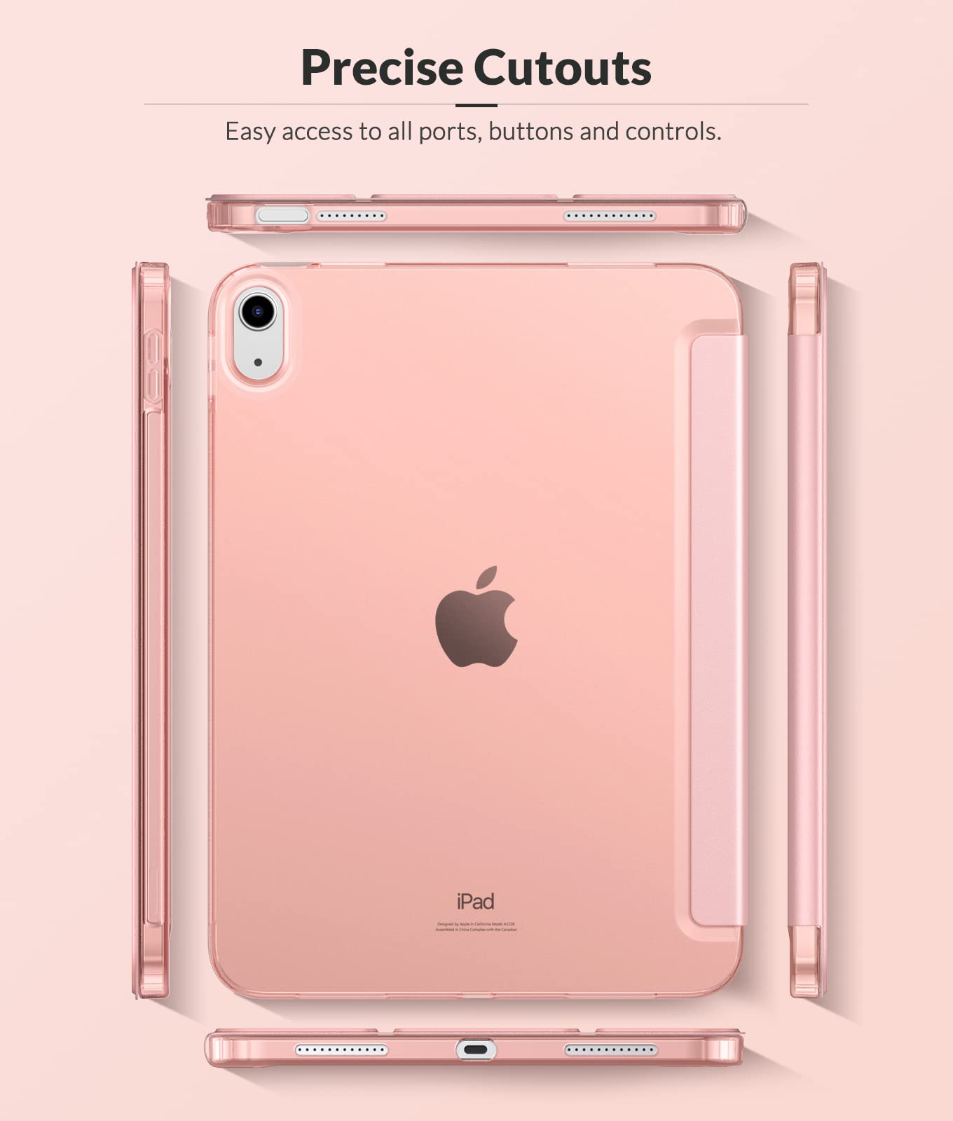 MoKo Coque IPad 11e Génération 2025 11 Pouces & IPad 10e 10.9" 2022 - Étui à Rabat TPU Souple, Support Transparent, Rouge Pastèque