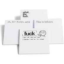 Funny Sticky Note What The F*ck Sticky Notepad, Oh, for Fucks Sake Novelty Notepads, Funny Sassy Rude Desk Accessory Gifts for Friends, Co-Workers, Boss 4 PCs