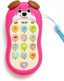 Aini Toy Celular Infantil Musical Interativo Rosa com Cachorrinho, +3 Anos, 13 Teclas Funcionais, 2 Modos de Uso