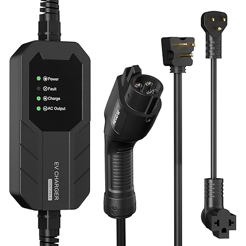 MEGEAR Skysword Ⅱ Level 1-2 EV Charger, 100-240V 16A 23FT Portable EVSE, NEMA 6-20 Plug with NEMA 5-15 Adapter Electric Vehicle Charging Station