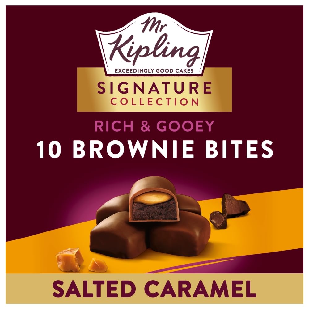 Mr Kipling Signature Rich & Gooey Salted Caramel Brownie Bites, 10 Cakes
