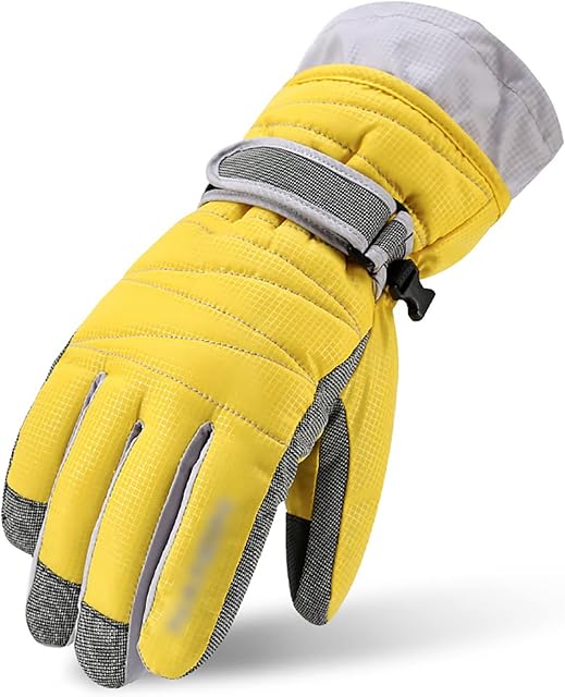 MARMODAY Waterproof Winter Gloves For Men Thermal Touchscreen Windproof Cold-proof Gloves with Padded Palms for Cycling Hiking Outdoor Sports Running Climbing Yellow-L