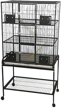 A&E Cage Co. 3 Level Small Animal Cage with Removable Base, 32"x21", Black