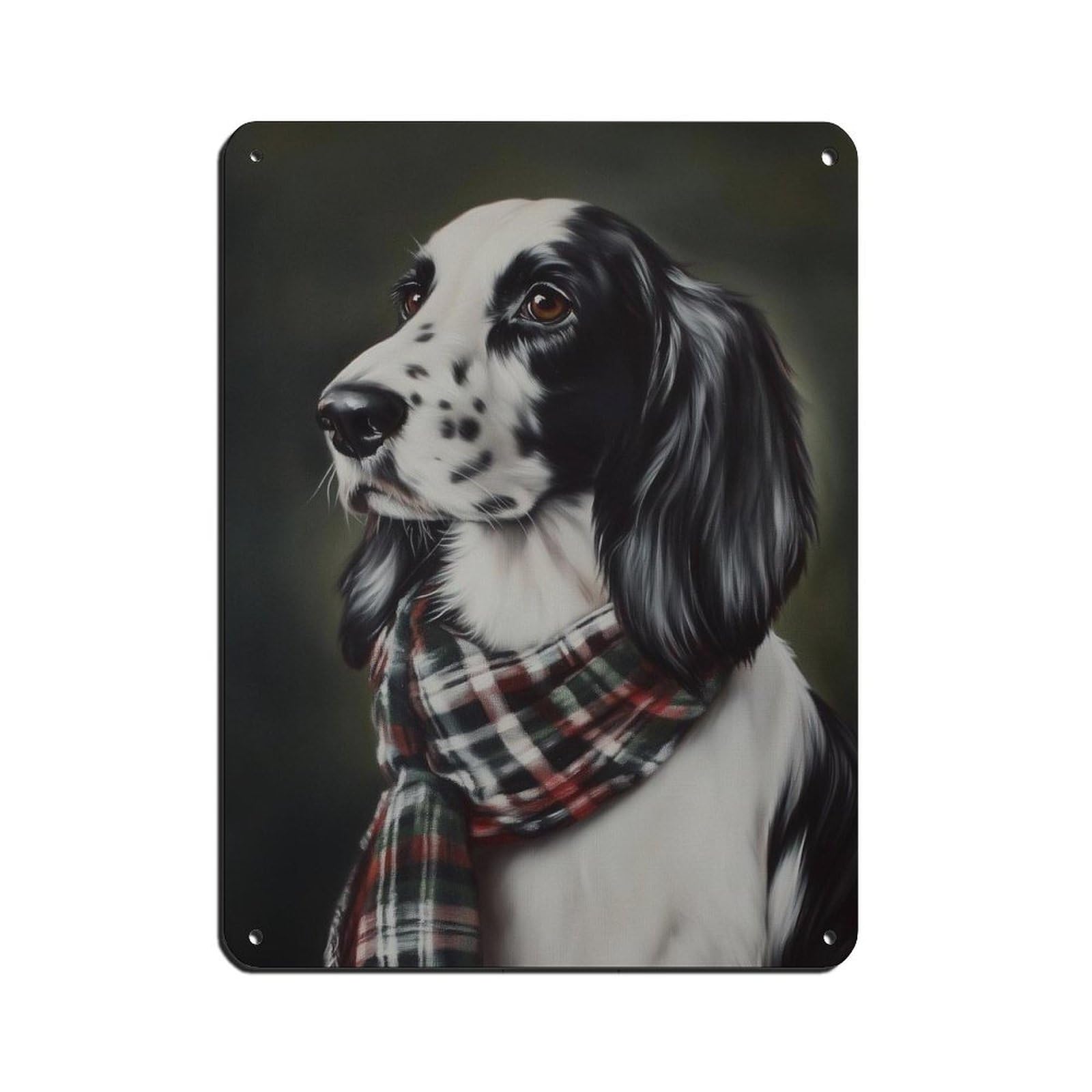 Poster en métal Setter anglais à carreaux, cadeau idéal déco