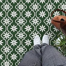MORCART Peel and Stick Floor Tile, Vinyl Flooring Waterproof, DIY Flooring for Bathroom, Kitchen, Fireplace, Pet House, Stairs, Bedrooms, Wall 20PCS,7.87" x 7.87",FT1688 Dark Green+White