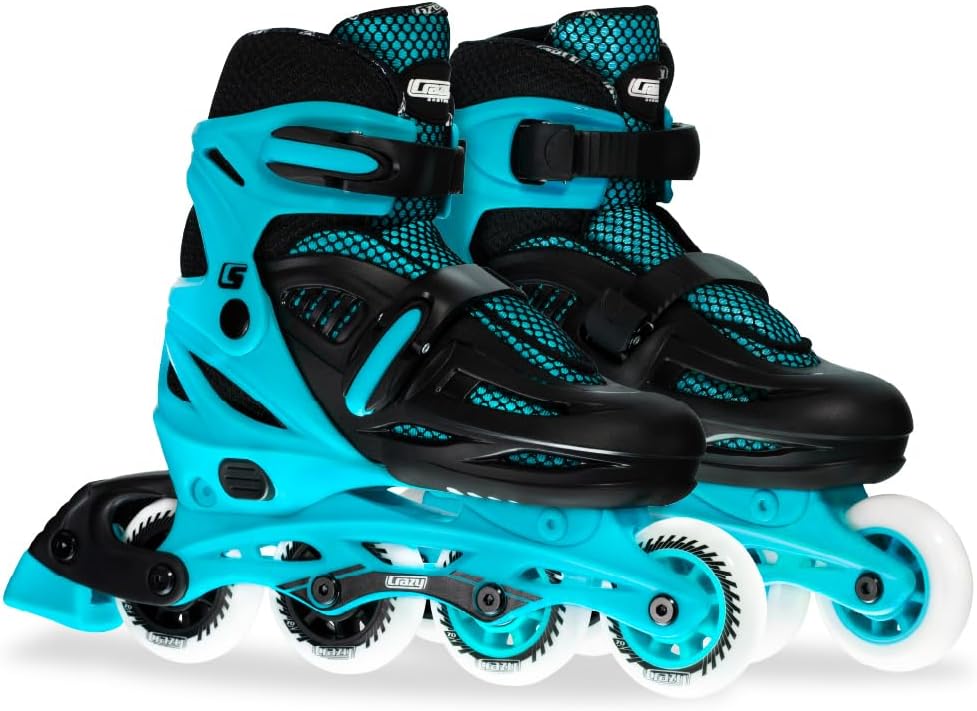 Crazy Skates Adjustable Inline Skates Adjusts to fit Across Four Show Sizes