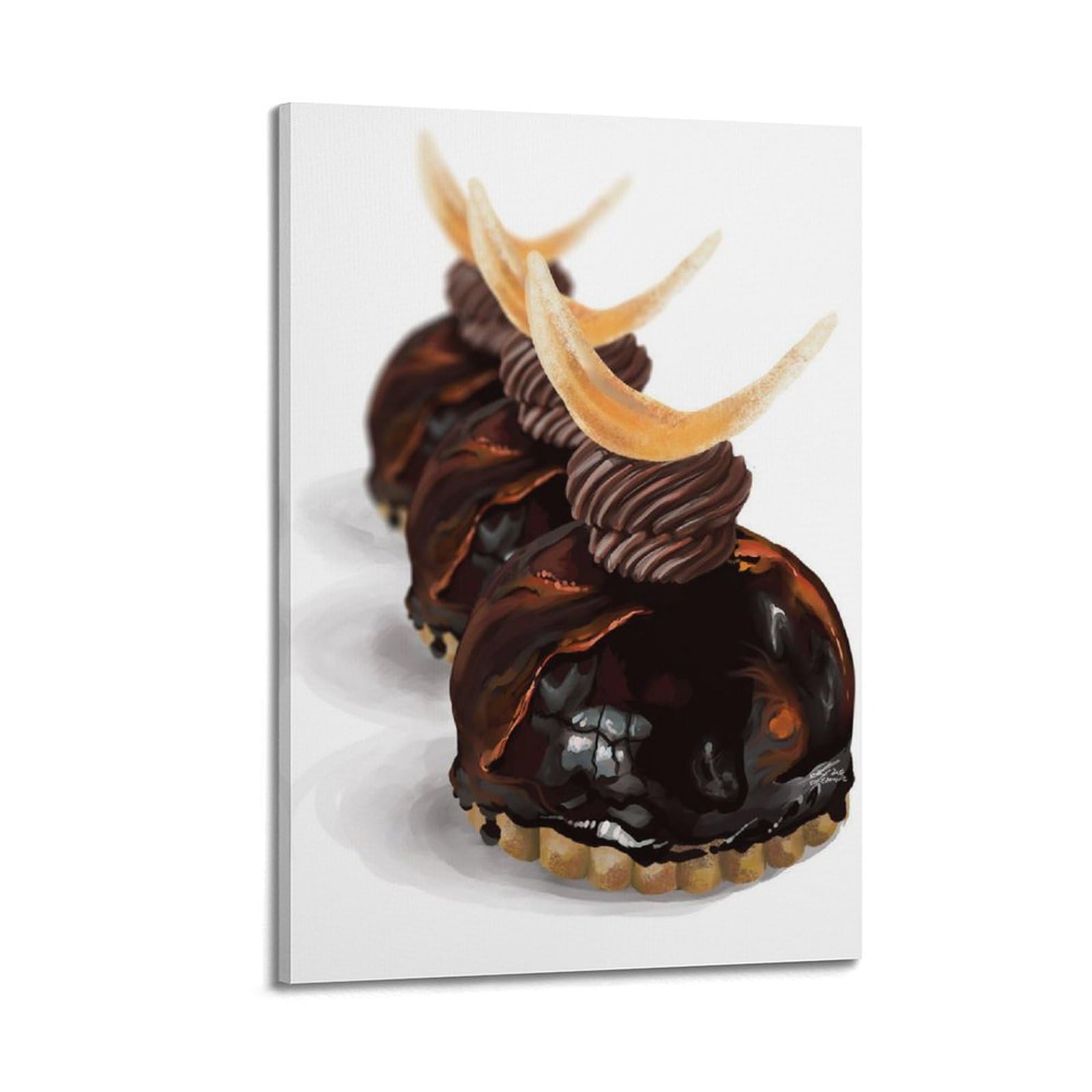 Poster chocolat motif cupcake moderne avec cadre à rayures chic