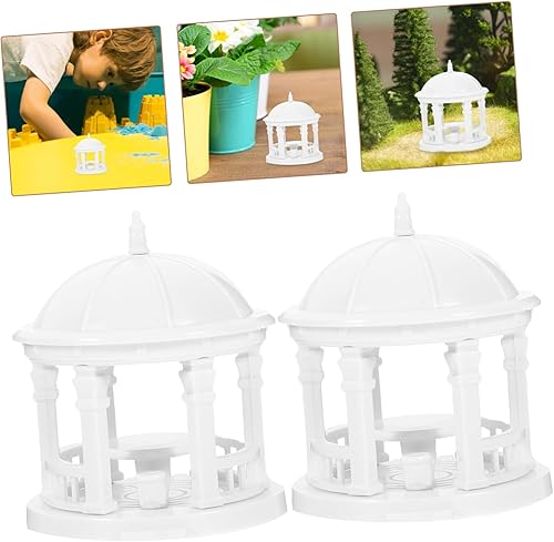 Miniatura 7 de TOYANDONA 2 piezas mini valla Gazebo decoración del hogar paisaje miniatura figura paisaje miniatura ornamentos de paisaje pagoda modelo decoración