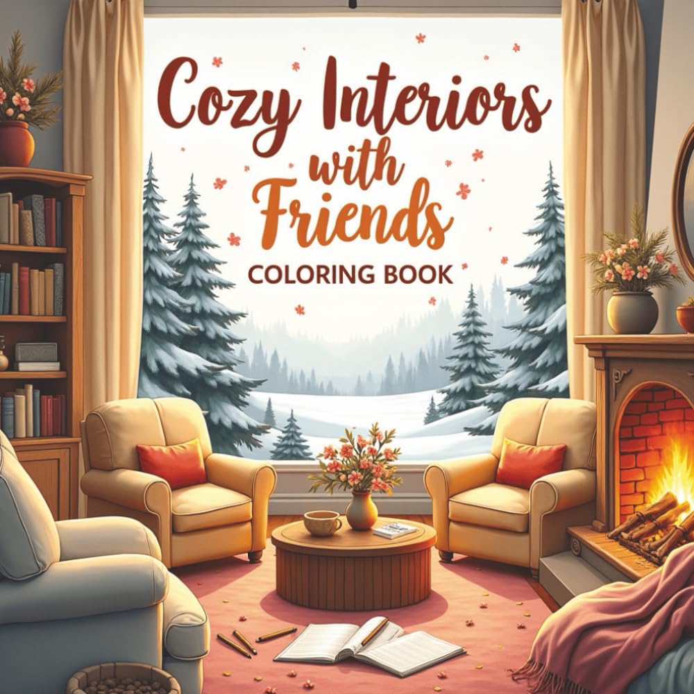 Cozy Interiors With Friends Coloring Book: Relaxing Home Scenes Filled With Friendship and Comfort