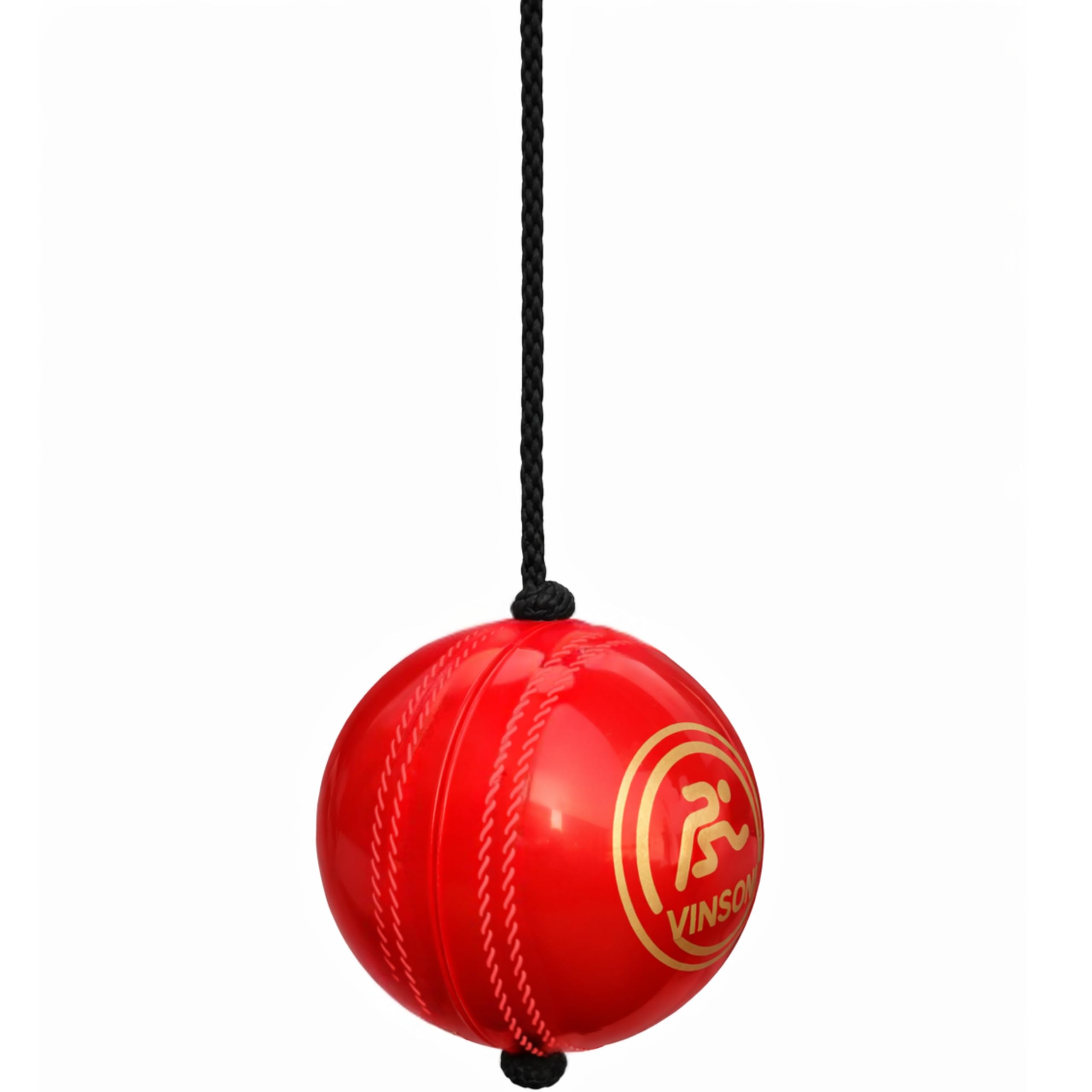 VINSON Synthetic Hard PVC Hanging Cricket Ball for Match Practice Training - Red | Easy to Hang & Ideal for Indoor and Outdoor Batting Training | Standard Size Ball for Realistic Experience