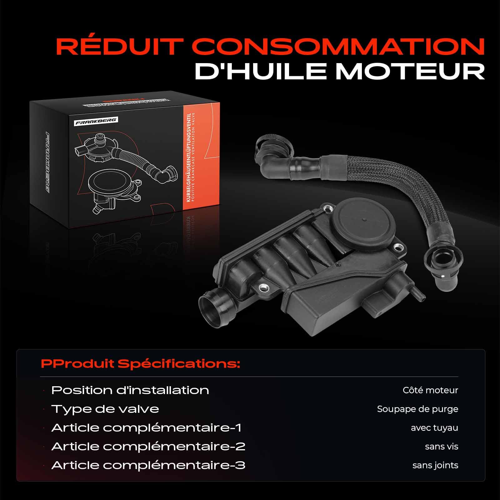 Frankberg 2x Séparateur d'huile, ventilation du carter, côté moteur | 079103464D; Compatible avec: A8 4E2 4E8, T.o.u.a.r.e.g 7L6 7L7 7LA, A6 Avant 4F5, A6 4F2, Q7 4LB