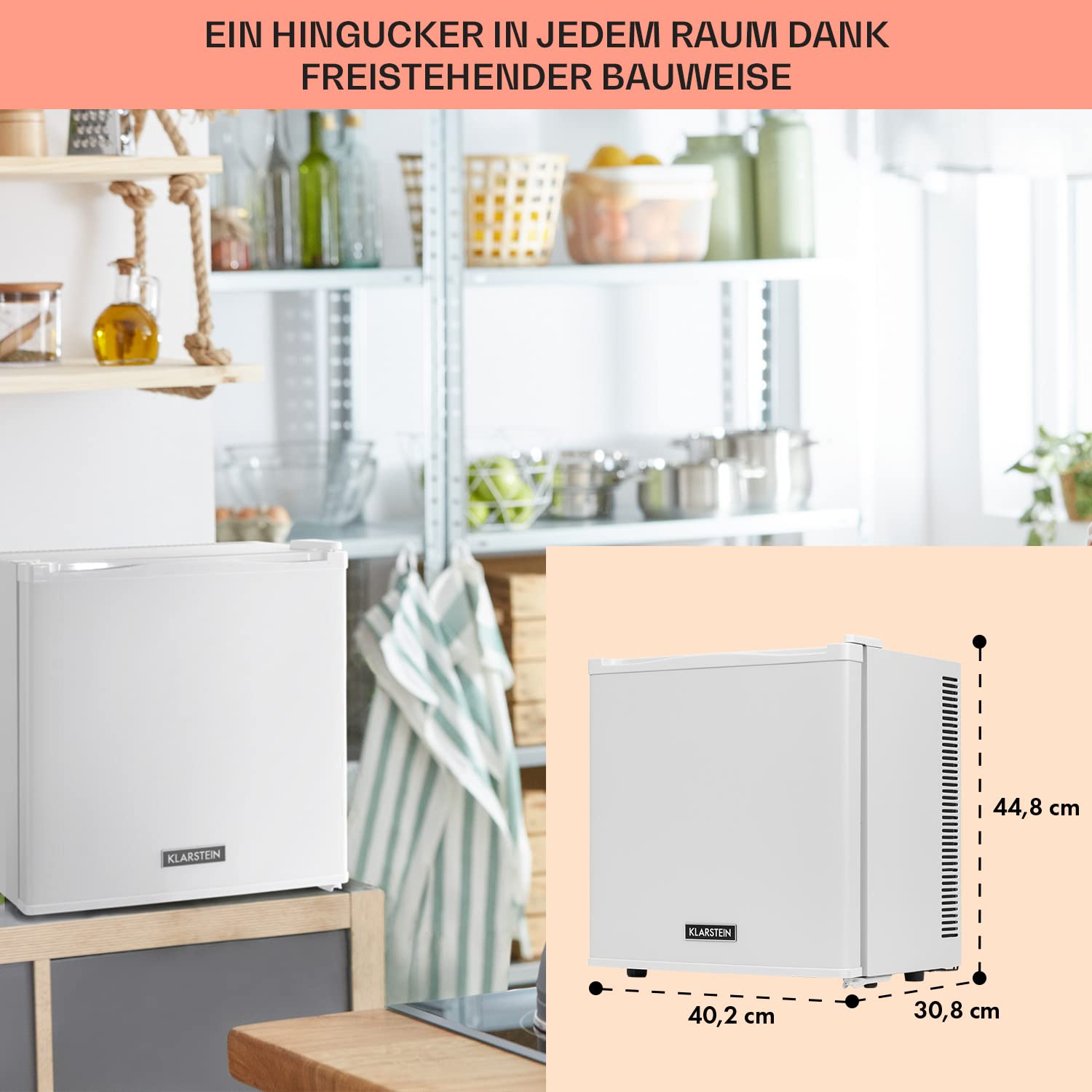Klarstein Mini Kühlschrank für Zimmer, 13L Mini-Kühlschrank für Getränke & Kosmetik, Kleine Minibar, Klein & Leise, Verstellbare Ablage, Kleiner Skincare 5-15°C