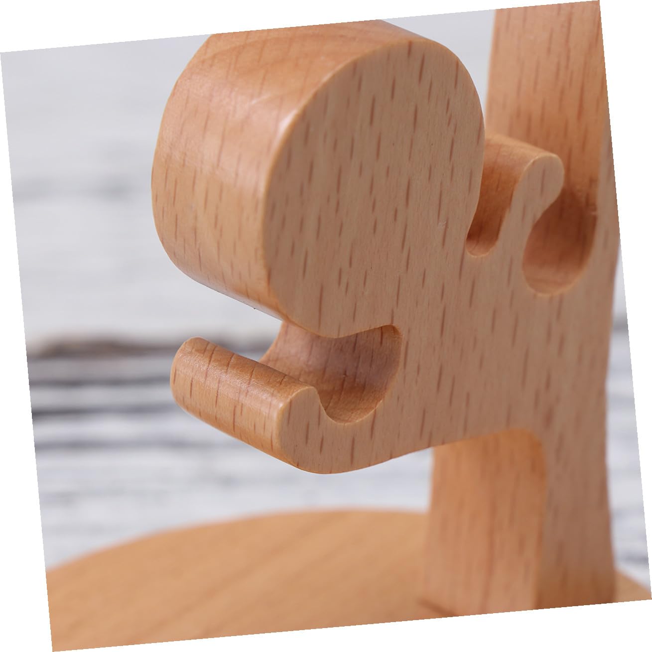 Hemobllo 2pezzi Supporto Telefonico Legno Creativo Forma Di Fu Kid Stabile e Antiscivolo Per Scrivania e Tavolo Base Resistente Per Smartphone e Tablet Design Cartone Originale