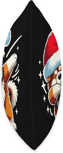 Miniatura 2 de Chow Dog Christmas Dab Pose Santa Hat Xmas Throw Pillow, 16x16, Multicolor