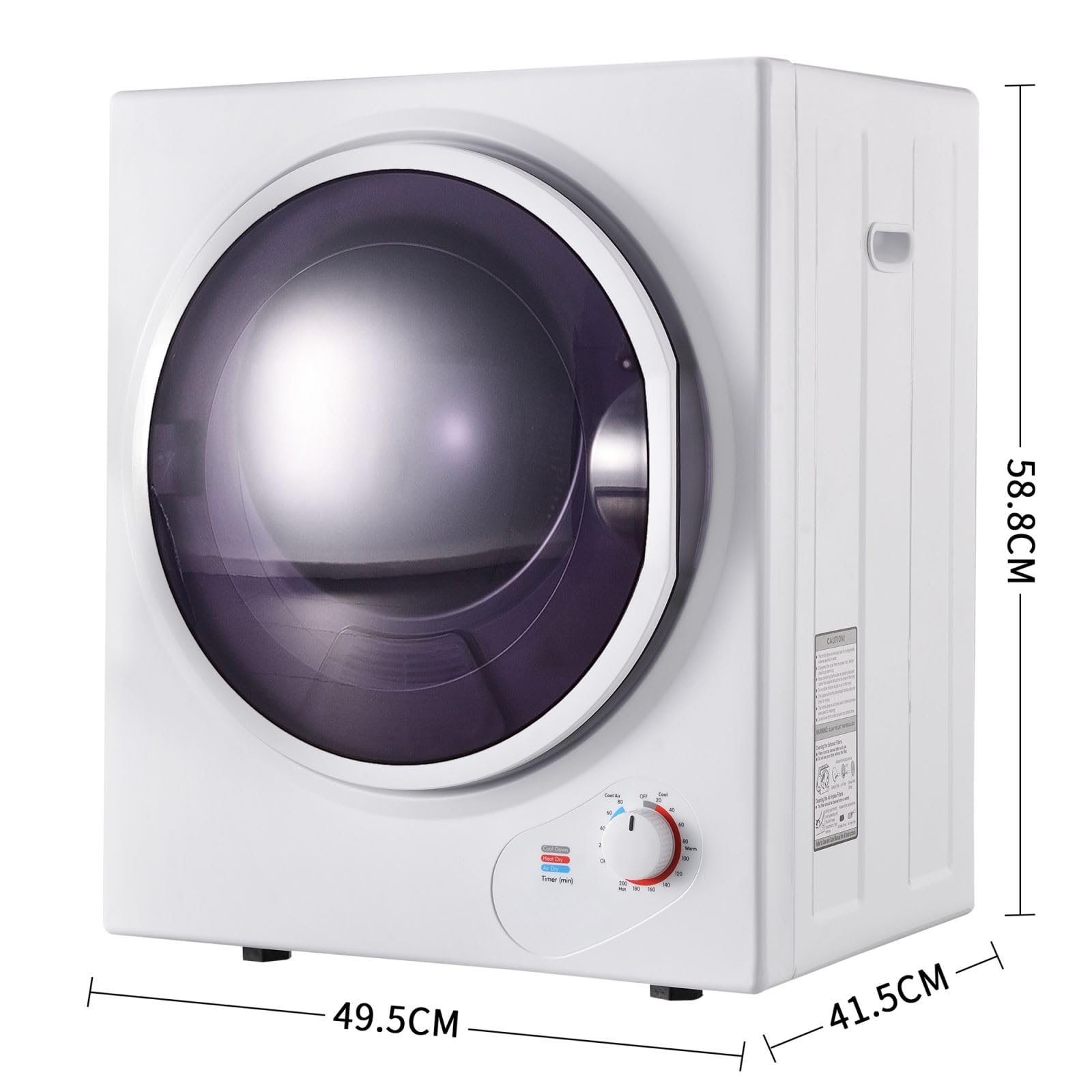 Mini sèche-linge mural 2,5 kg double filtre chauffage céramique PTC tambour acier inoxydable