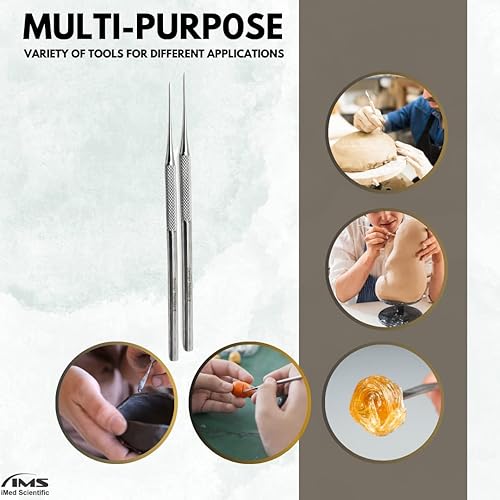 Miniatura 2 de Herramienta de aguja de arcilla, 2 piezas de acero inoxidable, herramienta profesional de detalle de aguja para modelado de esculturas de arcilla