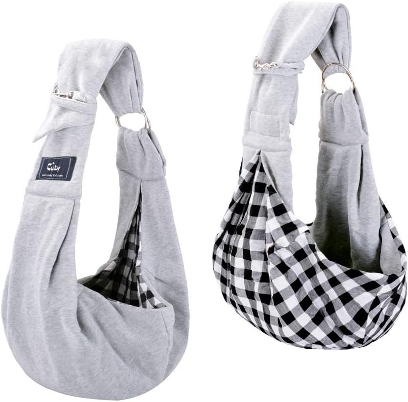 CUBY Dog and Cat Sling Carrier - Hands Free Reversible Pet Papoose Bag - Soft Pouch and Tote Design - Suitable for Puppy, Small Dogs Cats Outdoor