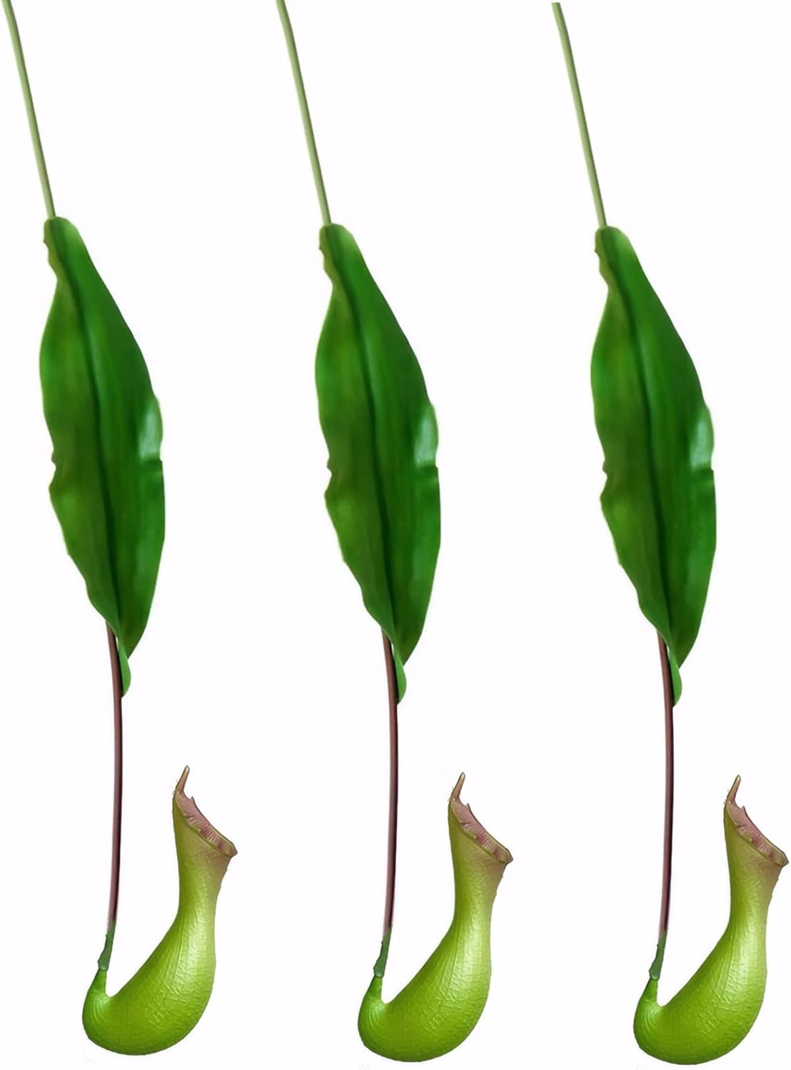 29" Artificial Nepenthes 3pcs Faux Pitcher Plant Carnivorous Hanging Vine Green Plants for Vase Bouquets Home Office Wedding Decor.(Claret)