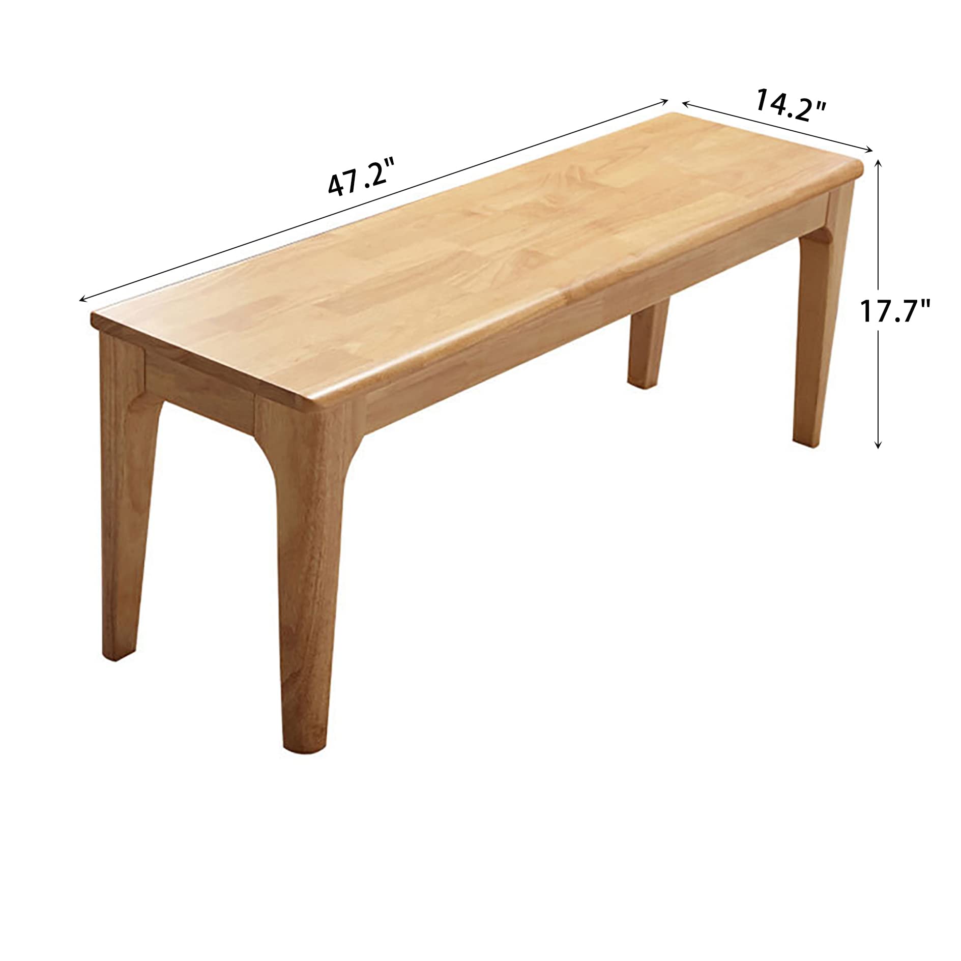 Dining Bench Wood Solid Oak Wooden Bed End＆Entryway Bench for Bedroom Living Room Kitchen(Natural)