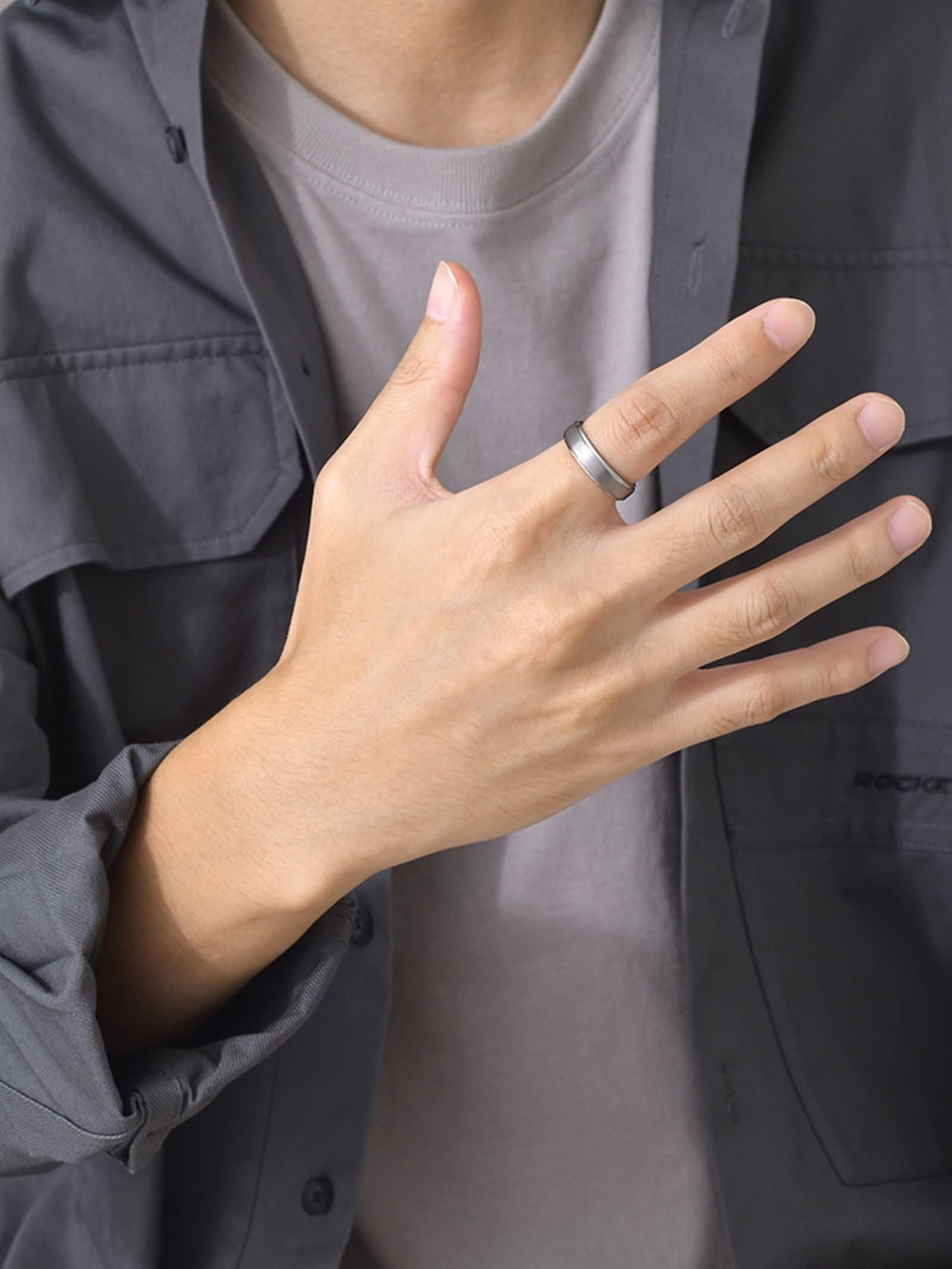 Daesar Bague Couple Fiançailles, Alliance Bague Femme et Homme Tungstène Mat Brossé 5MM Ronde Bague de Promesse Argent