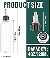 Vista 2 de Irenare Botellas de plástico para exprimir de 4 onzas a granel Boston dispensadoras de aceite para el cabello, botella exprimible de condimentos
