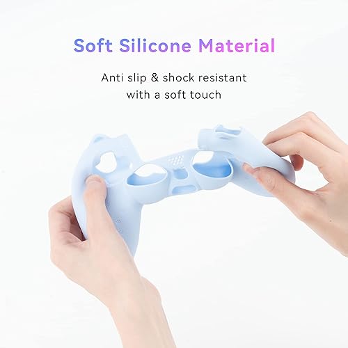 Vista 4 de GeekShare Cat Paw PS4 Controller Skin Funda protectora de silicona antideslizante para Playstation 4 DualSense Controlador Inalámbrico - Azul