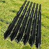 8.7Ft Adjustable Black Steel Angle Fence Posts, Heavy Duty Deer Fence Posts with Pre-Drilled Holes for Garden, Yard, and Property Line, 2-Piece Installation with Screws (6 Pack, 12 Stakes)