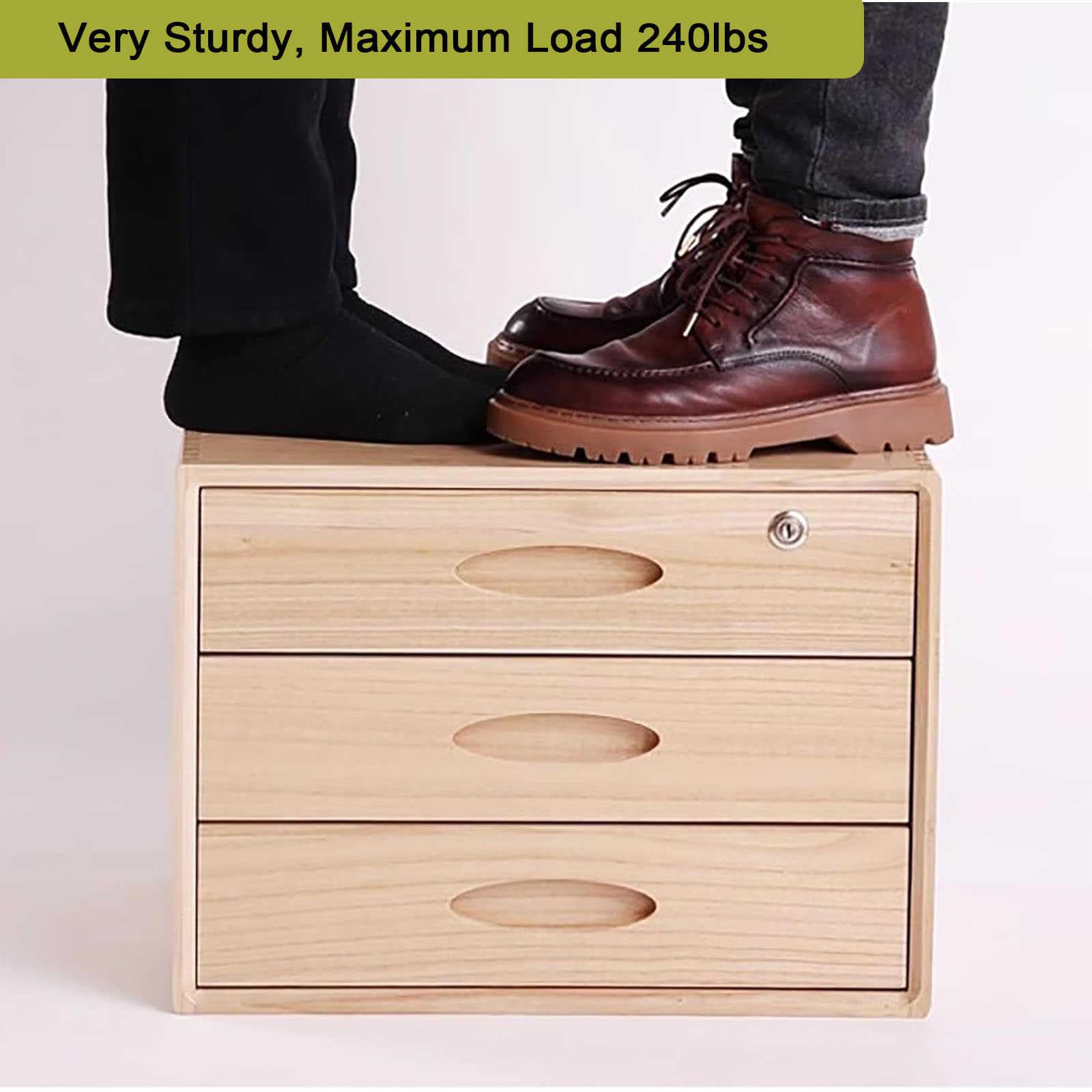 Organizer da scrivania in legno con cassetti con serratura, per riporre documenti e accessori, elegante organizer da scrivania per casa e ufficio