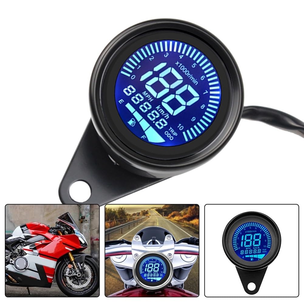 tacómetro Digital Tacómetro Universal para Motocicletas de 12 V, odómetro, tacómetro Digital, Indicadores Velocidad con luz Nocturna y Pantalla