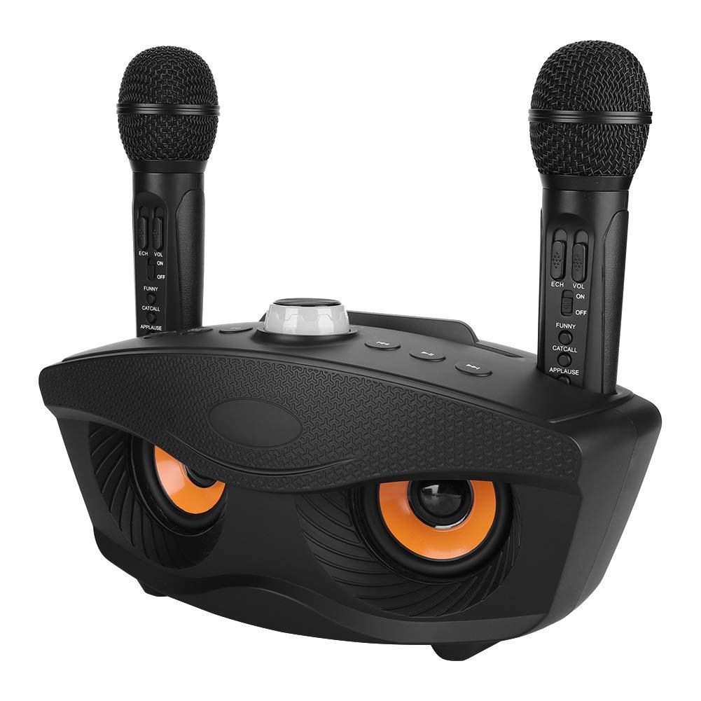 OumijSinging Machine Karaoke Machine Home KTV Karaoke Bluetooth Speaker Wireless Speaker with Two Microphone(Black)