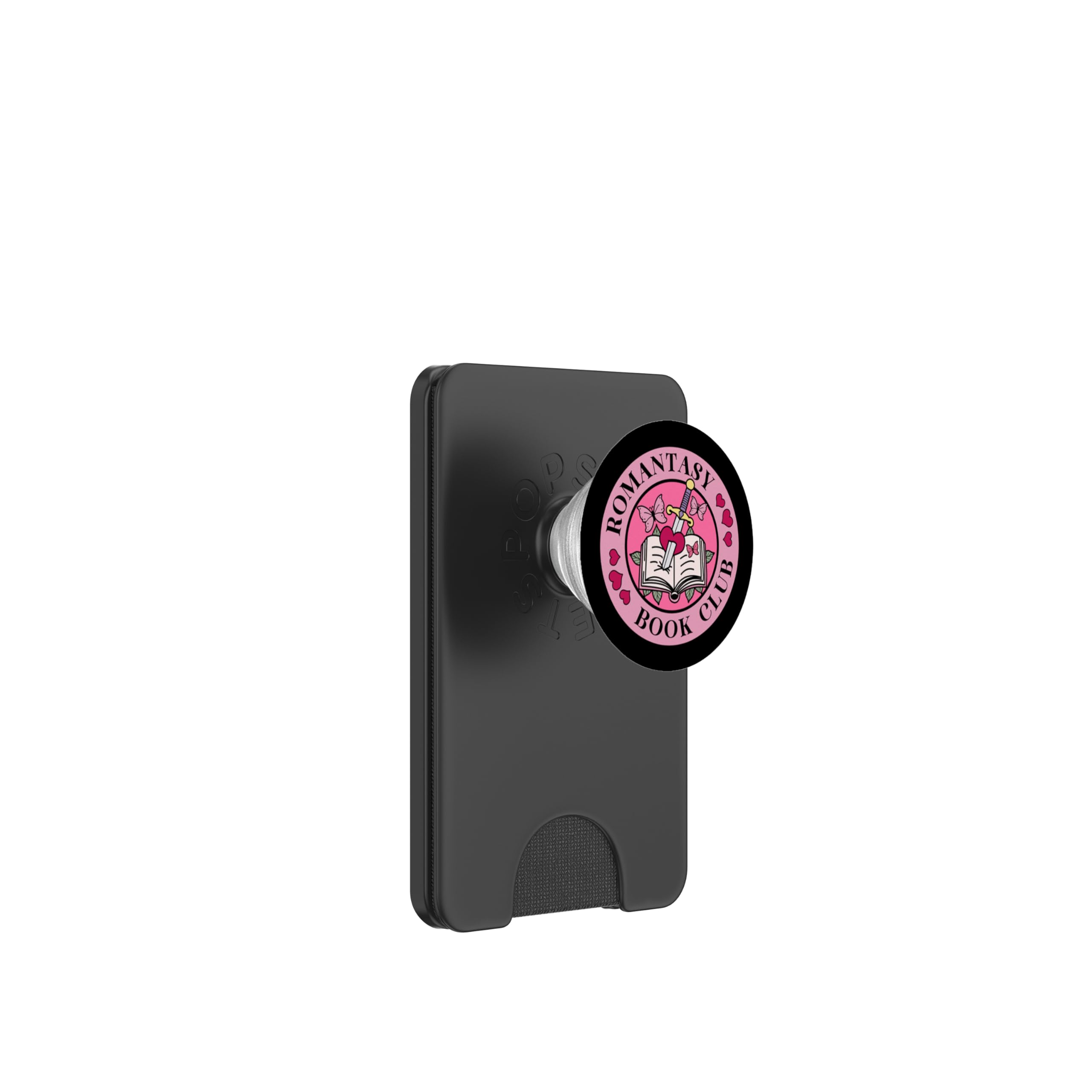 Romantasy Book Club The Reader Bookworm Pink Bookish PopSockets PopWallet for MagSafe, Black
