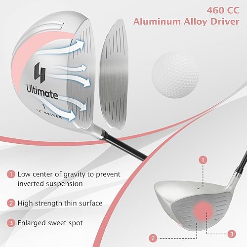 Miniatura 5 de Goplus Juego completo de palos de golf para mujer, 9 piezas de palos de golf con conductor #1, 3 calles, 4 híbridos, 6 & #7 & #8 y #9 y #P hierros,