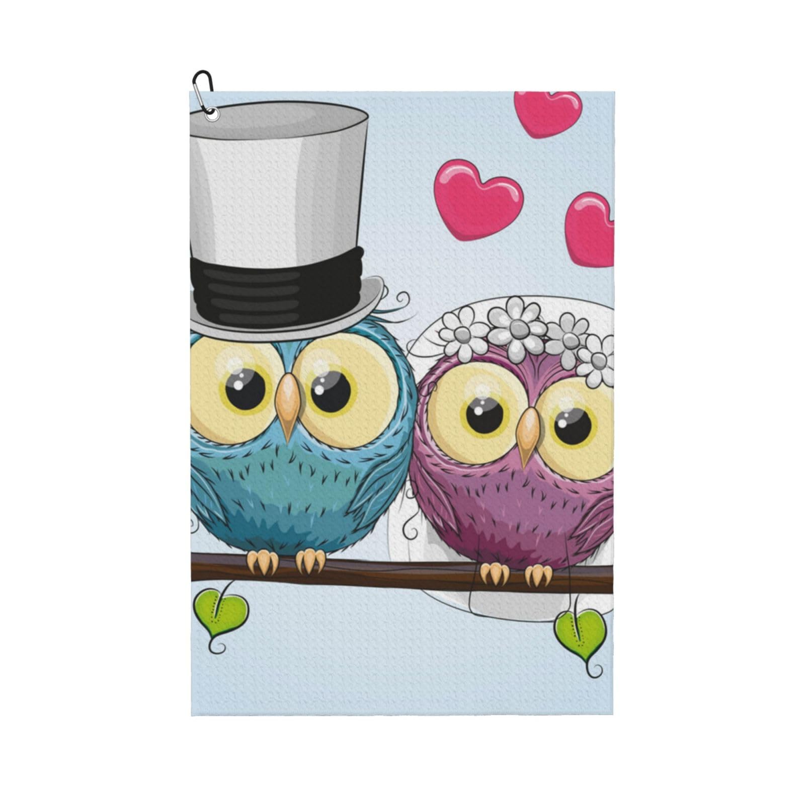 Hnnkloy Wedding Decorations Funny Owls, 16x24 in Portable Waffle Golf Towels with Carabiner Clip for Golf Bag
