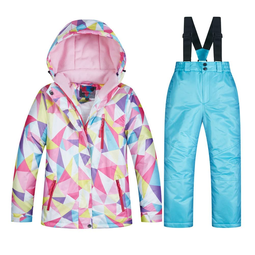 Girls/Boys Snowsuits Hooded Insulated Windproof Winer Coats Ski Jacket Snow Pants Set
