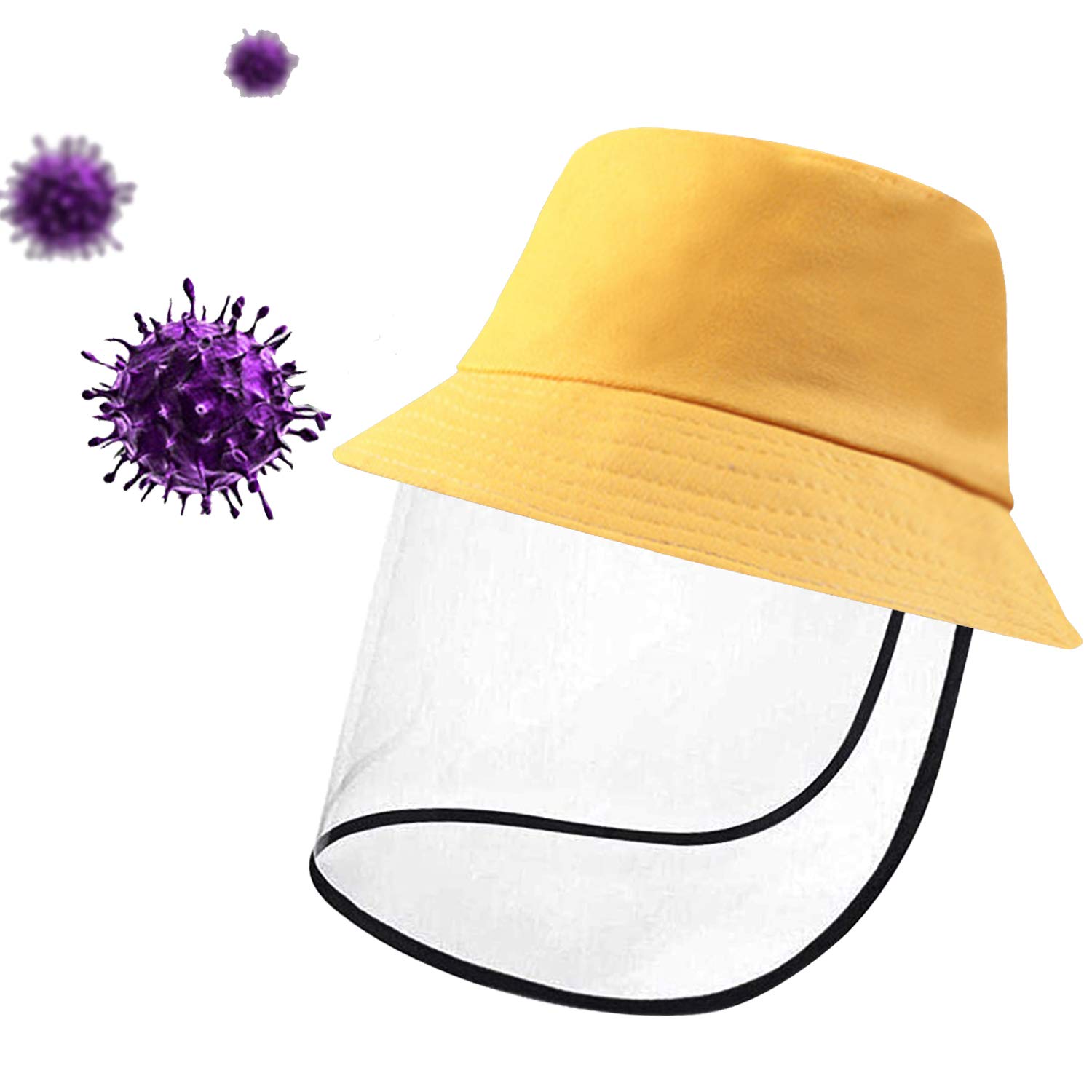 XMWEALTHY Anti-Spitting Full Protective Hats Anti-Saliva Kids Safety Outdoor Face Shield Mask Hats Toddlers Waterproof Windproof Dustproof Fisherman Hats for Baby Boys Girls(YELLOW-21.2"/8-13 Y)