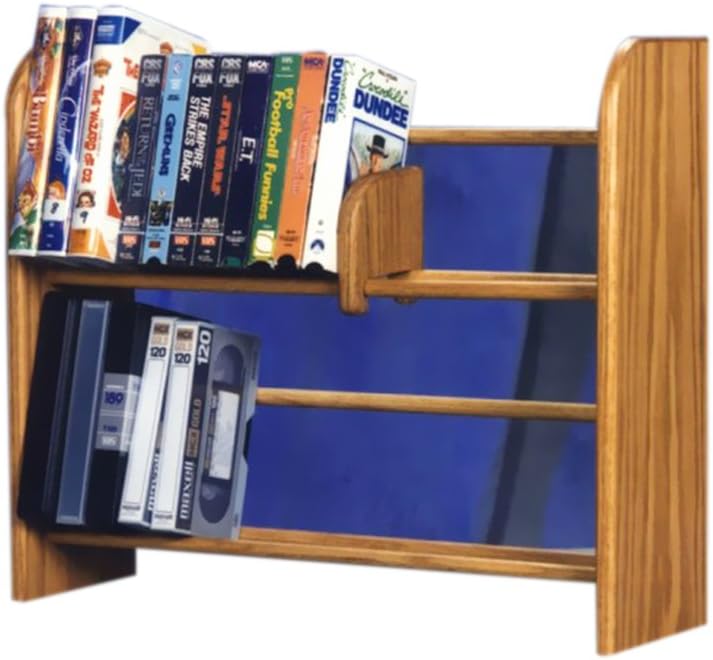 Cdracks Media Furniture Solid Oak 2 Row Dowel DVD/VHS Rack Capacity 80 DVD's/ 42 VHS Tapes Honey Finish