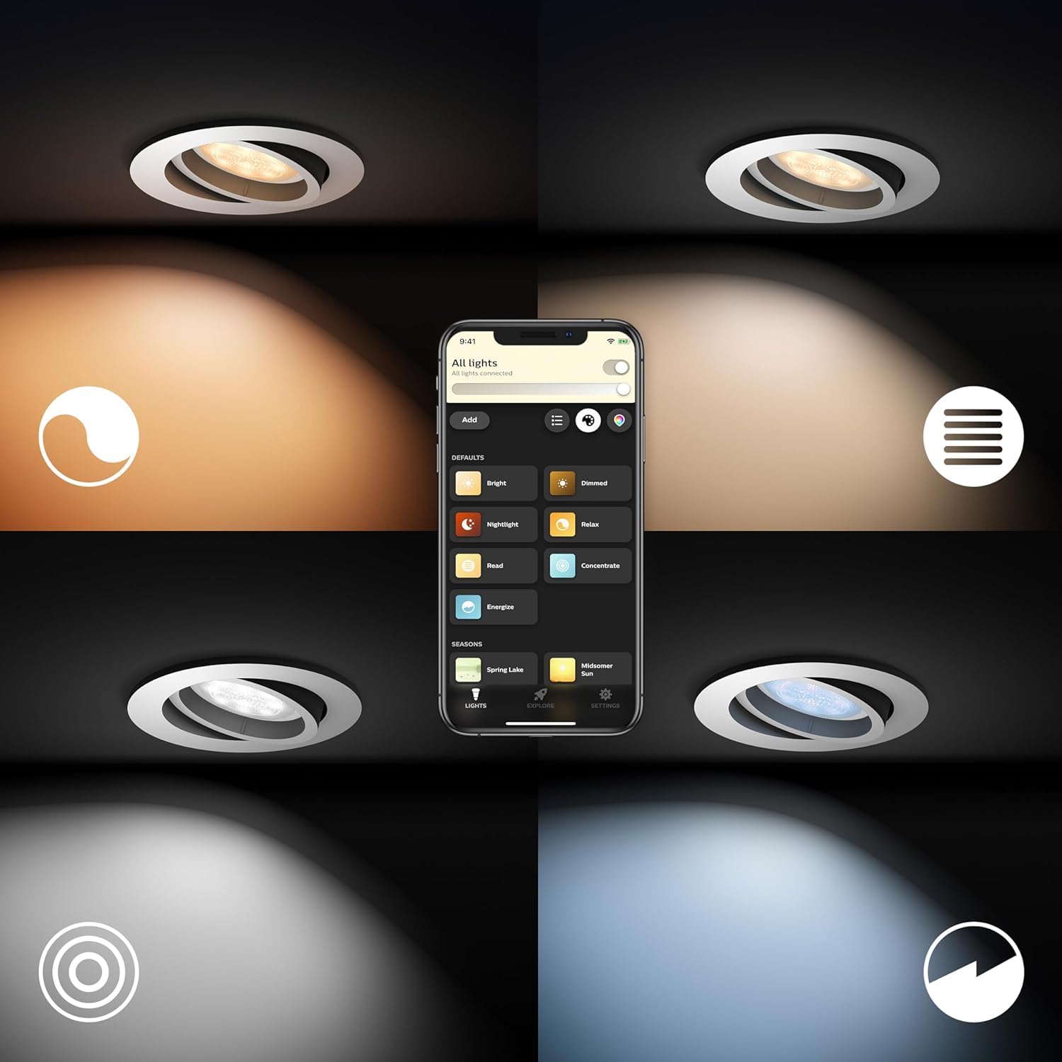 Philips Hue Milliskin White Ambiance, 3 spots encastrés connectés blanc (400 lm / 70 mm), lumière blanche chaude à froide, contrôlable via application, compatible Amazon Alexa, nouvelle génération