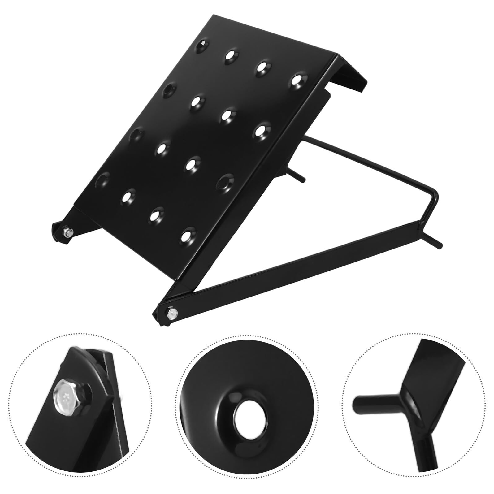 Escalera Exteble Plegable Plataforma de Trabajo Anslizante Plataforma Portátil de Hierro Negra 38X28 CM para Pintura y Reparación en Espacios Pequeños