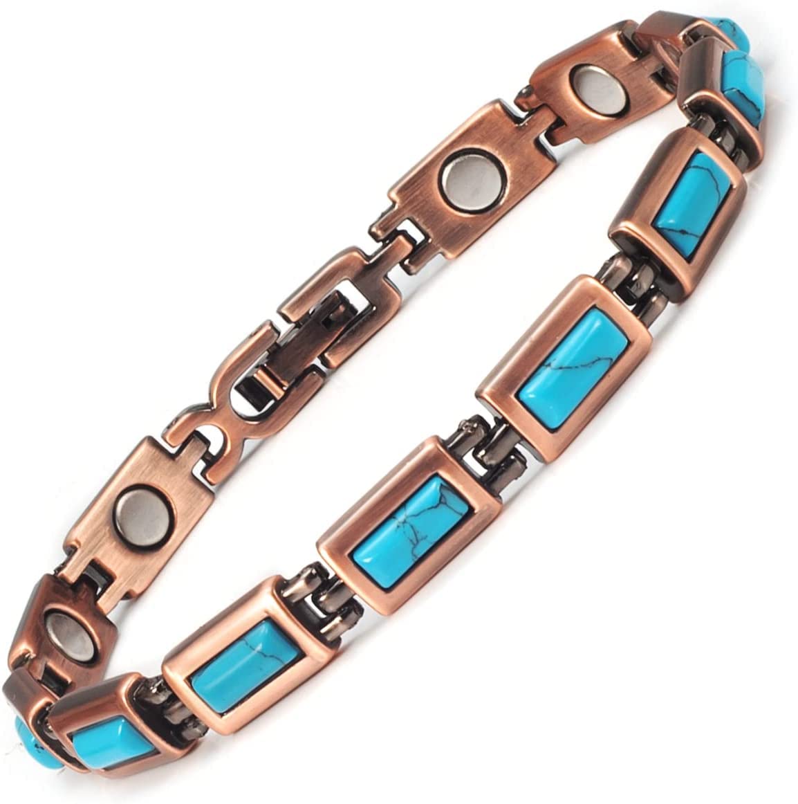 Elegant Blue Turquoise Bracelets Copper Magnetic Bracelets For