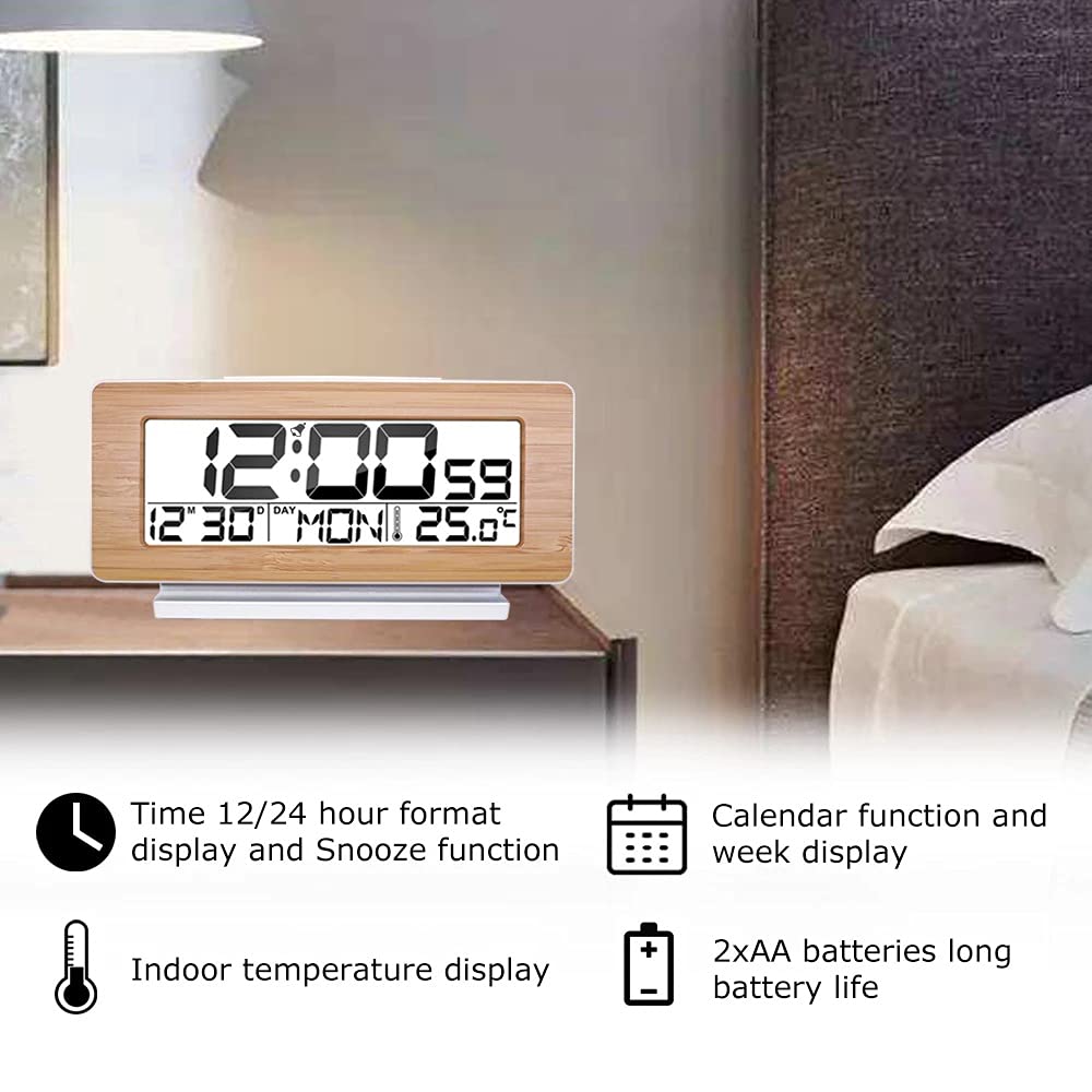 Sveglia Digitale LED Elettronico 12H/24H Sveglia e Funzione Snooze Termometro Retroilluminazione Orologi da Tavolo da Tavolo (Colore : E)