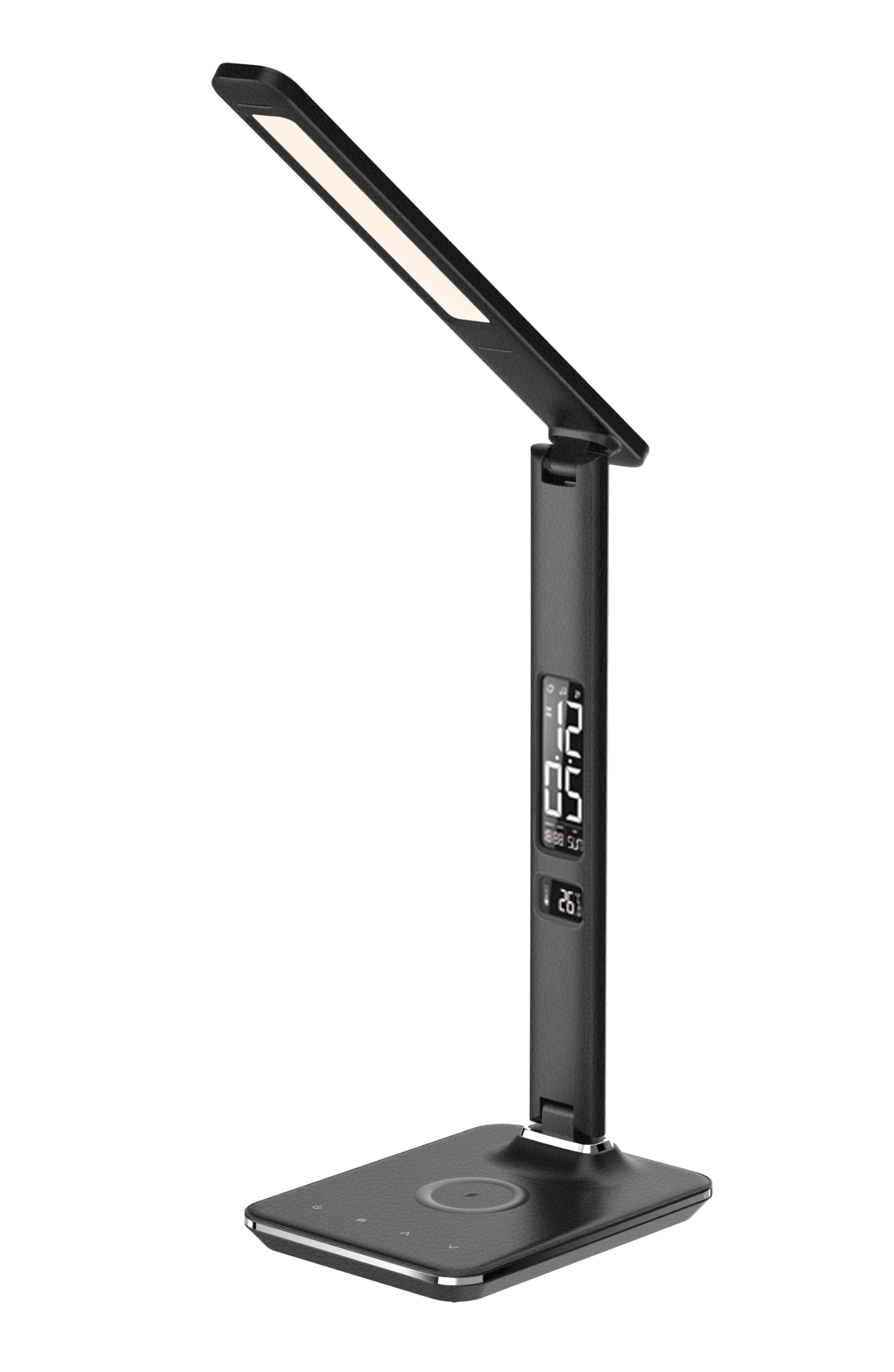 IMMAX KINGFISHER Qi schwarze LED-Tischleuchte mit kabelloser Qi- und USB-Ladung