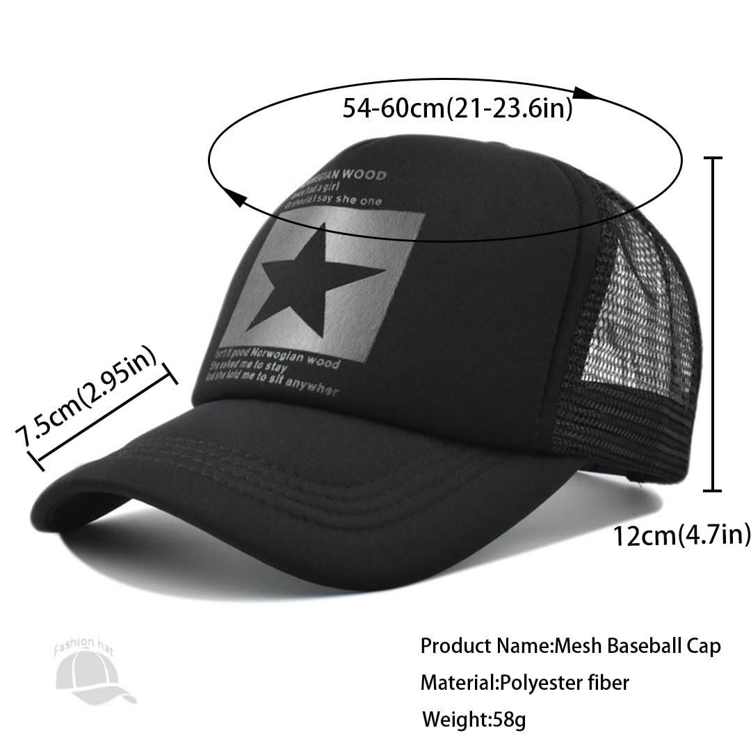 Gorras de Hombre Beisbol Pentagrama de Malla Respirable Gorra el Sol Moda Bordado Gorra Running Cierre de Hebilla Malla Ajustable Sombrero Verano Gorra Beisbol — view 7