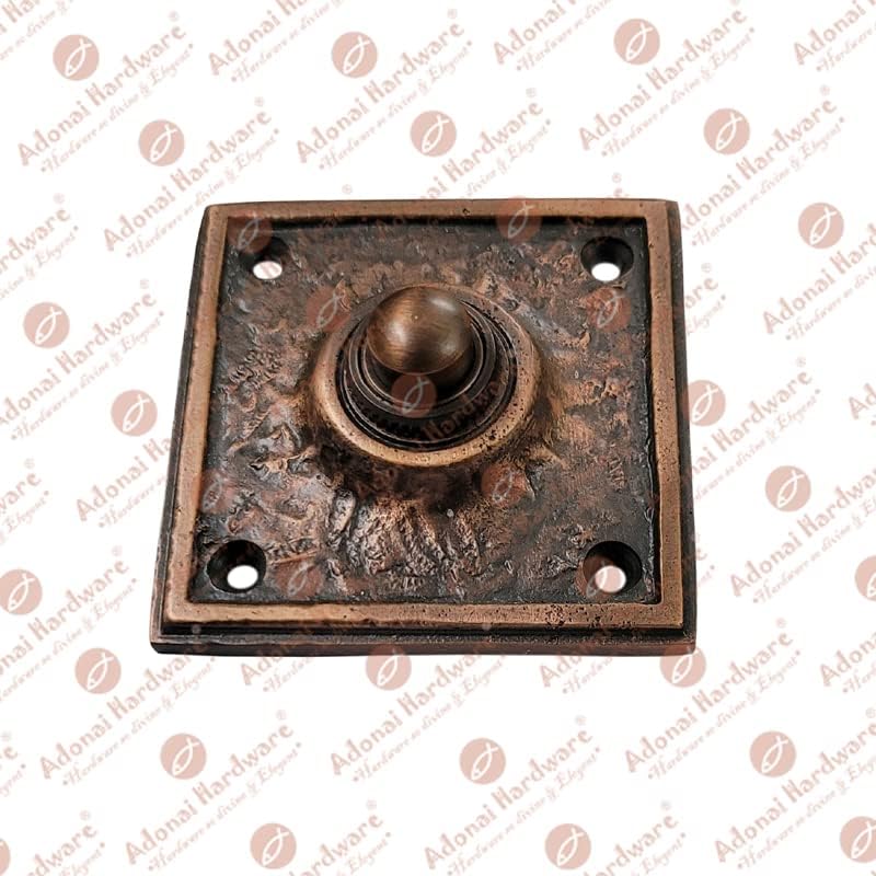 Adonai Hardware "Hosanna" Brass Square Bell Push - Antique Copper image 3