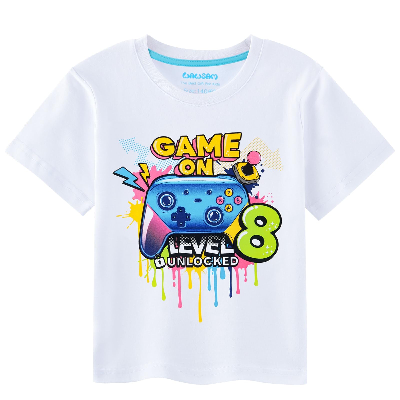 8th Birthday Boy Shirt Game Birthday T-Shirt 8 Years Old Toddler Game Outfit Cotton White Game Party Shirt