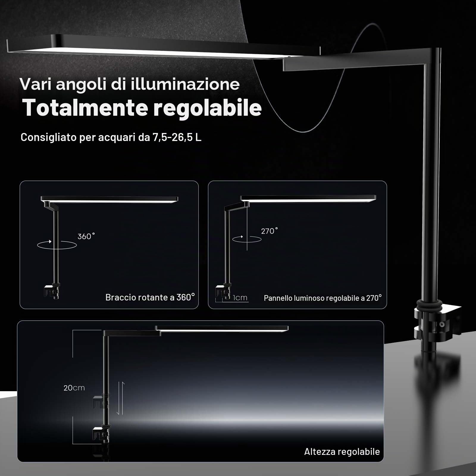 FZONE SOLO Serie Nano LED Lampada Acquario Spettro Completo Dimmerabile App Acquario Dolce Piantumato