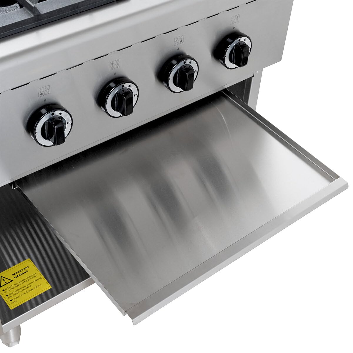 GastroHero Cuisinière à gaz 4 brûleurs 28,8 kW en acier inoxydable sur pied ouvert sous montage ECO série professionnelle cuisinière à gaz gastronomie