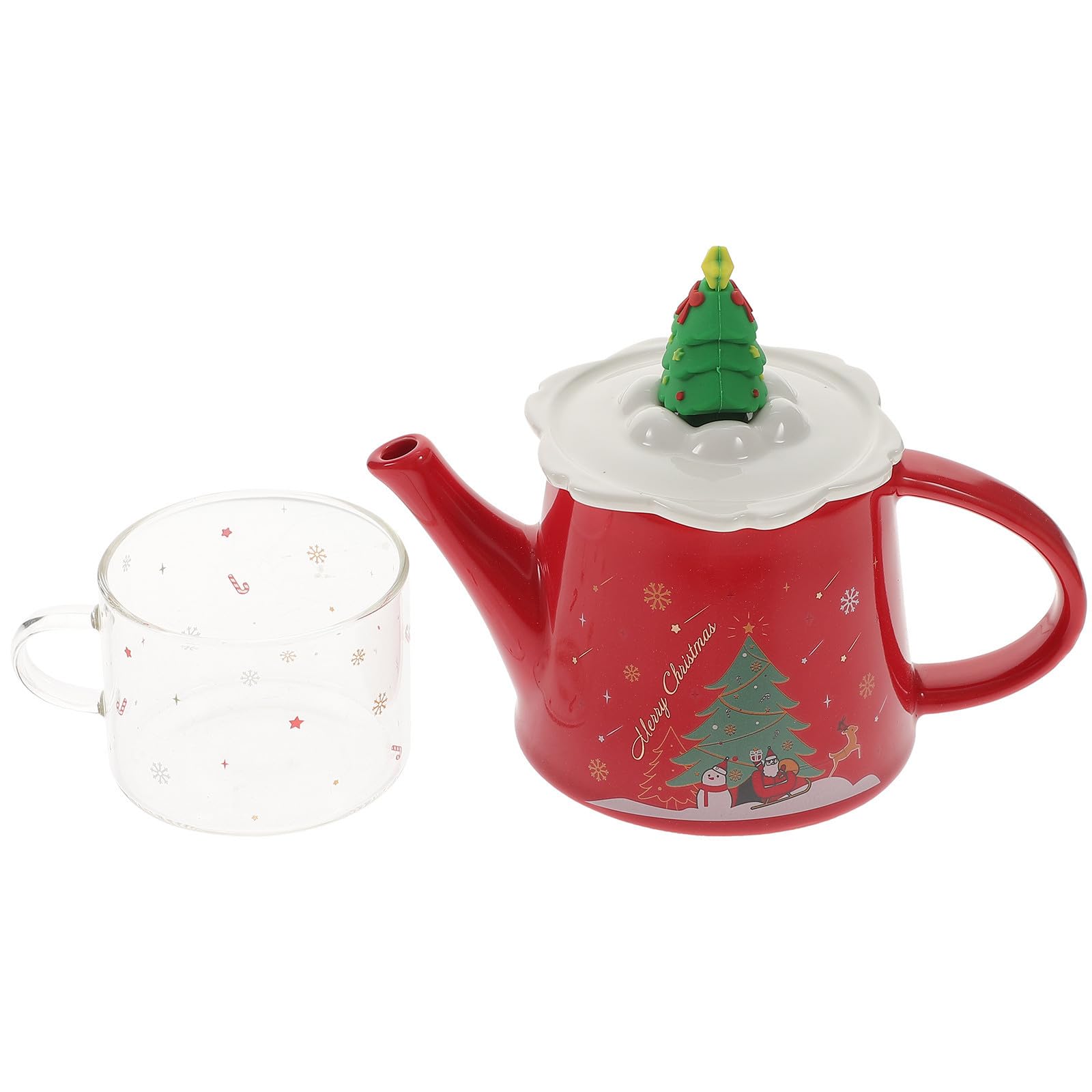 Juego de té navideño Outanaya con taza y tetera decorativa ideal para regalar en estas fiestas